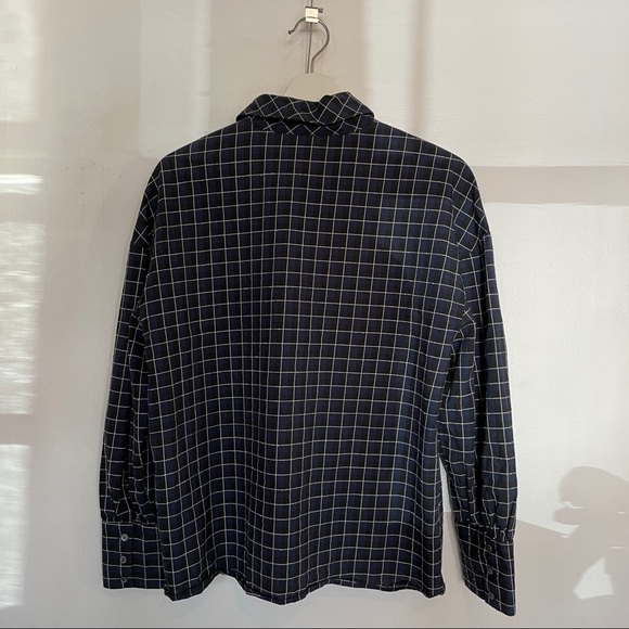 Zara Woman Navy Plaid 100% Cotton Blouse - Picture 3 of 4